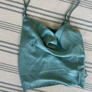 Nasty Gal cowl teal tank top